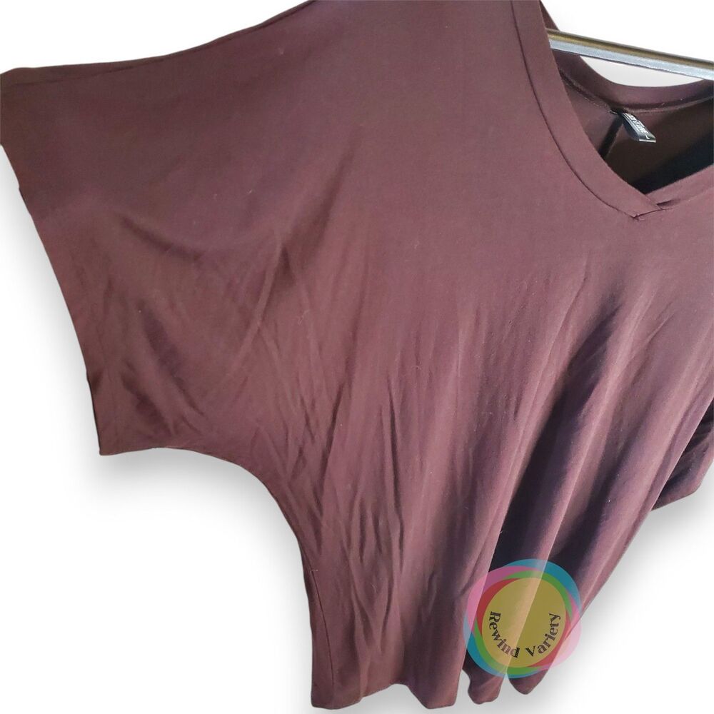 Lock & Love Large Burgundy Modal Dolman V-Neck Top - Picture 5 of 9